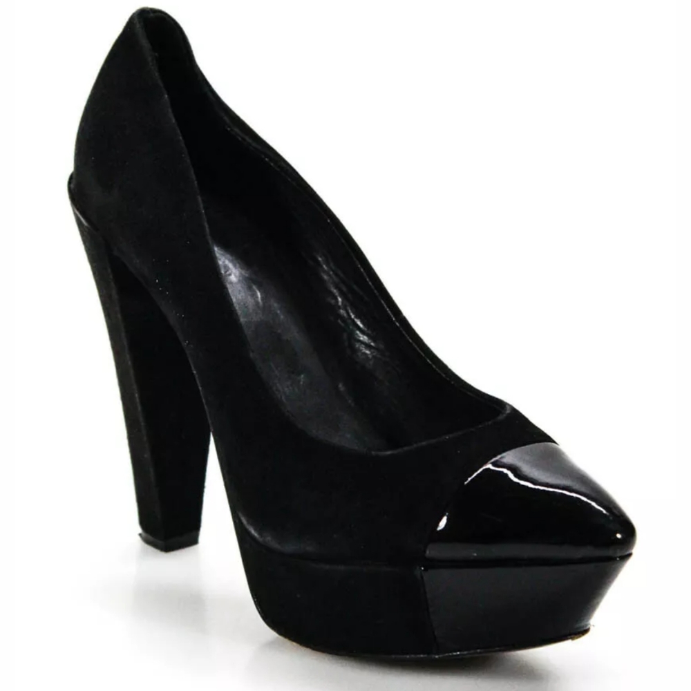 THEORY POINTED TOE SLIP ON HEELS PUMPS BLACK SZ 6